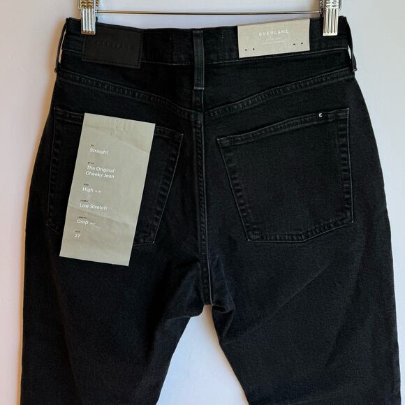 Everlane The Original Cheeky Jean Organic Cotton Straight Leg Sz 27 Black Denim - Picture 7 of 16